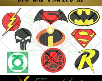 Super Hero svg,Batman vs Super Man,Robin,The Punisher,Design Studio,Handmade,The Incredibles,Flash svg,Files for Cricut,Cutting Files.