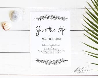 Save-the-date, Save the date, Botanical save the date, Save our Date, Minimalist Save the date, Save the Date Magnet, Calligraphy 003