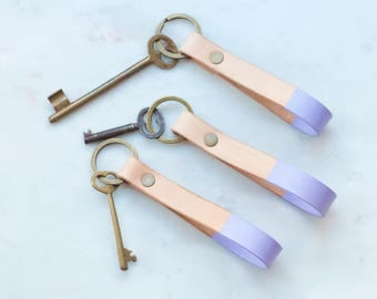 Leather Keychain, Leather Key Fob, Key Chains for Women,Fathers Day Keychain,Bridesmaid Gift,Gift for her,Purple Key Chain,Gifts under 10