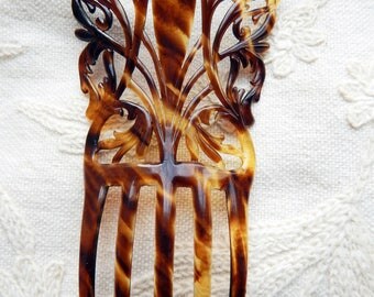 Vintage Faux Tortoiseshell Hair Decoration Comb - Mantilla Style