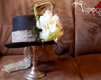 Smiffys Chapeau Victorien Luxe Femme Noir Avec Voile Plumes Et Broche - Accessoire Déguisement