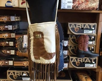 Tan Leather Bag with Brown Leather Boot