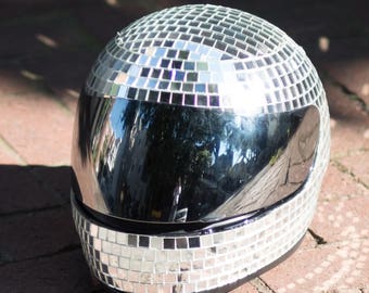 DISCO HELMET 2020 (Glamourous Disco Ball Mirror Tile Motorcycle Helmet for Burning Man, Festivals, Raves, and Everyday Dancing)