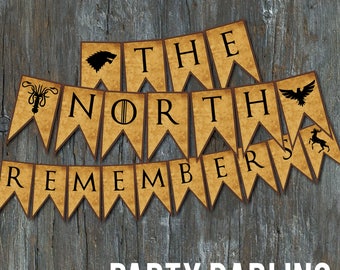 The North Remembers Game of Thrones 8.5x11" Digital Download Printable PDF Party Decoration