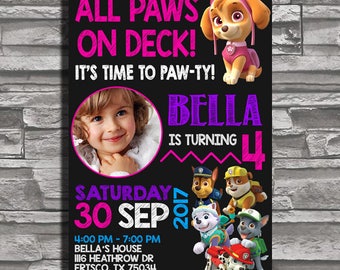 Paw Patrol Chalkboard, Paw Patrol Birthday Invitation, Paw Patrol Invitation, Paw Patrol Party Invitations, Paw Patrol Birthday Party
