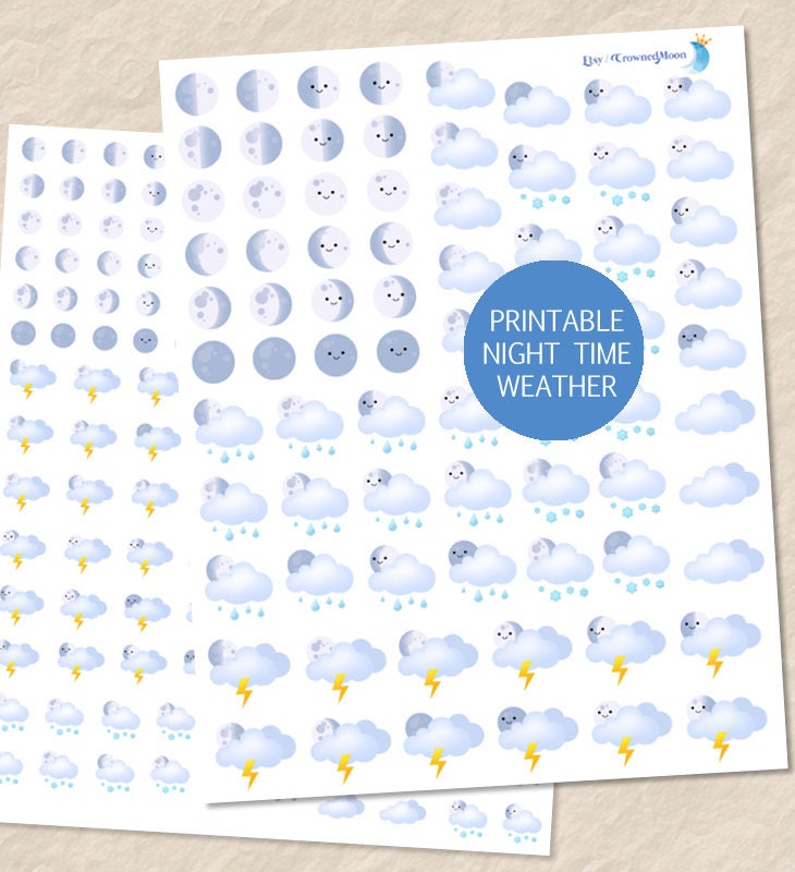 daily phases of the moon stickers planner night weather