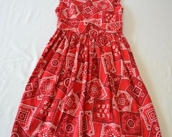 Vintage RED BANDANA style girl dress