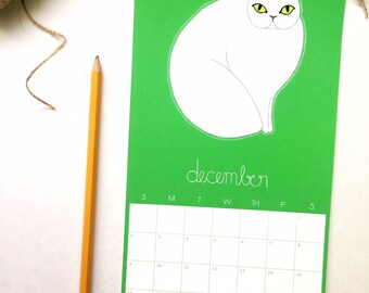 2018 Calendar, Cat Calendar, Gifts Under 25, Cat Lover, Stocking Stuffer, Wall Calendar, Cat Calendar, Cat