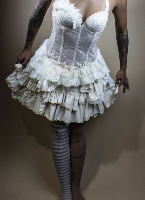 Cream and White Cotton Ruffled Mini Cream and White Cotton Ruffled Mini