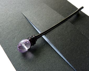 Lavender Amethyst Bobby Pin - 8mm rondelle- Gemstone Bobby Pin
