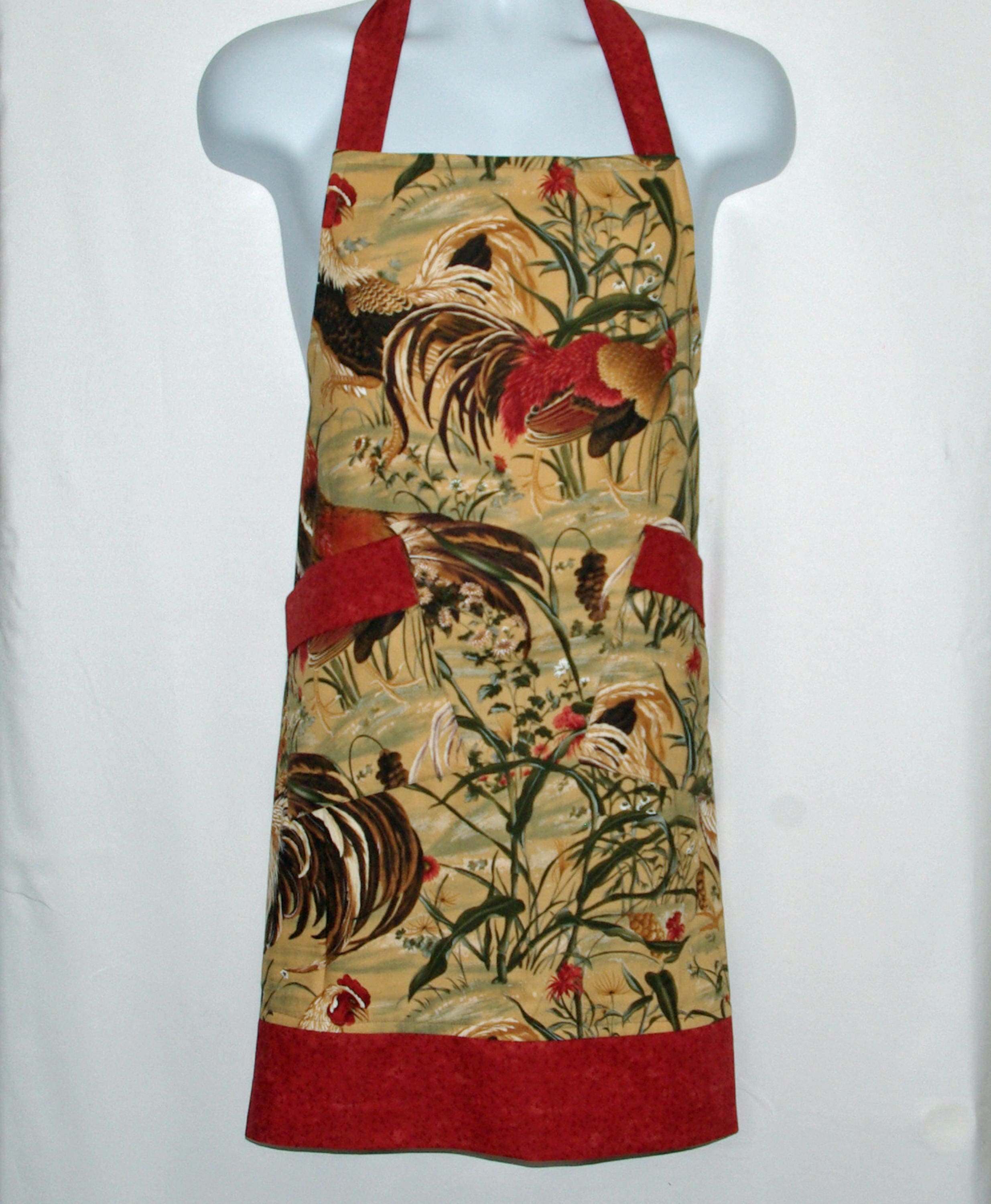 Chicken Rooster Apron Full Bib Long Ladies Chef Cooking