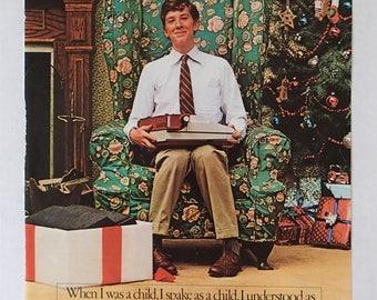 1976 Smith Corona Typewriter Print Ad - Student's Gift Under the Christmas Tree - 1 Corinthians - Original Magazine Advertisement