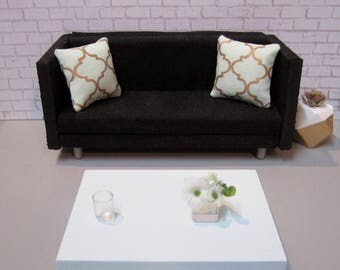 1:12 scale Modern Dollhouse Coffee Table in Pale Sea glass green