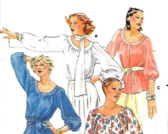 VTG Butterick 5523 Misses Gathered Blouse Pattern, Size 14, UNCUT