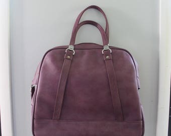 Vintage mottled Purple American Tourister Carry On Bag travel in Style, Purple Luggage, Vintage purple weekend bag