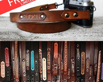 Leather Camera Strap with Personalized Name, Leather dslr, slr Custom Name, Photographer Gift, Brown Camera Strap, Photography Lover