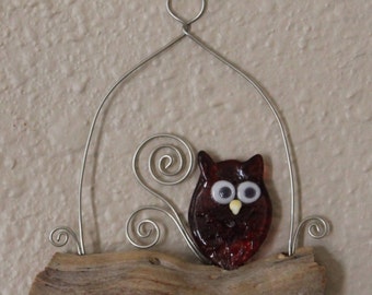 Glass Owl Wall Art, Ruby Owl