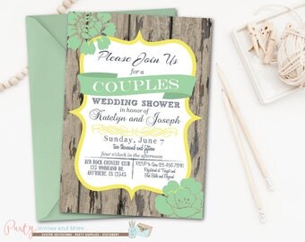 Couple's Wedding Shower Invitation, Couples Shower Invitation, Rustic, Wood, Co-ed Wedding Shower, DIY, Typography, Digital File