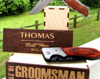 Groomsmen Knives Gift Set , Engraved Custom Pocket Knife, Monogrammed Wedding Favors, Personalized Knife for Groomsman, Knife Gift Set