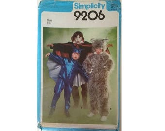 UNCUT Simplicity #9206 Children's Kids Halloween Vampire, Werewolf, Bat Costume Sewing Pattern