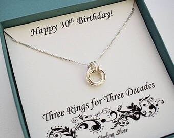 30th Birthday for Her, Sterling Silver Necklace, 30th Birthday, Milestone Jewelry, Best Friend 30th Birthday Gift, MarciaHDesigns, MHD