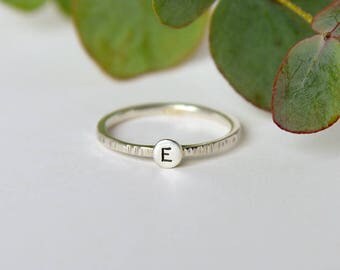 Personalized ring, sterling silver initial ring, silver stackable rings, stacking ring
