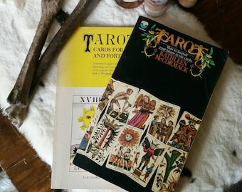 Vintage Tarot books ~ pair of 1970's guides on how to read tarot cards, how to foretell your future, tarot reading
