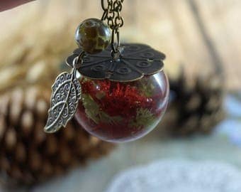 Gift|For|Mom Glass globe pendant Terrarium necklace Nature necklace Birthday gift Unique necklace Vial necklace Resin jewelry Mint necklace