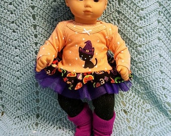 15 inch Baby Doll Clothes Not So Scary Kitty" doll outfit Will fit Bitty Baby® Bitty Twins® dress pants socks headband S4