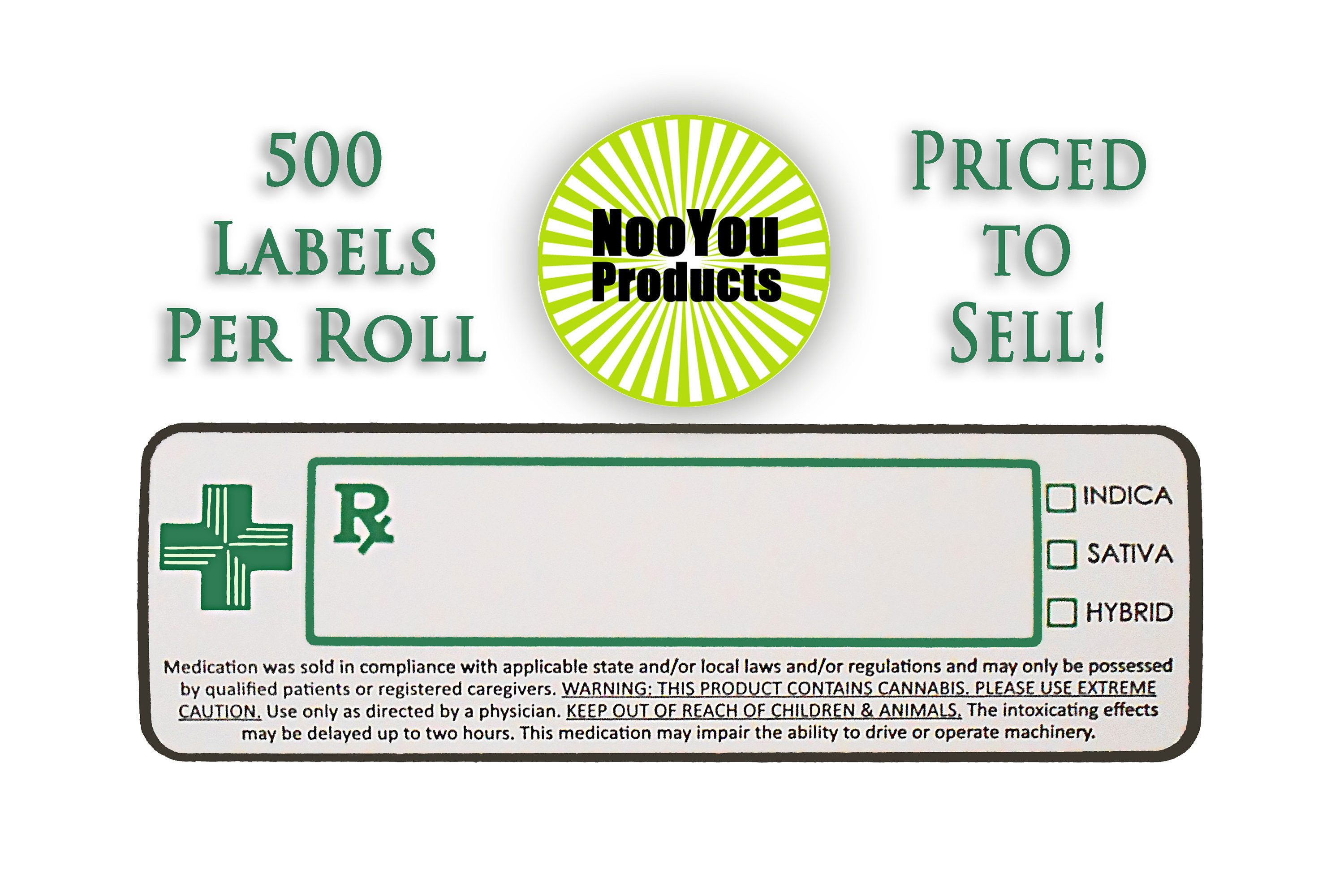 500 Dispensary Strain Labels (3x1) Medical Cannabis Packaging, State