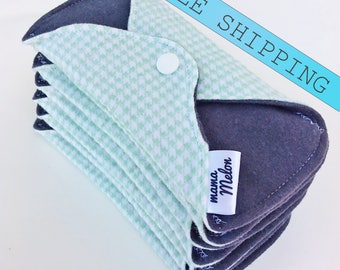 2 Charcoal Grey 7" Light Flow Cloth Pad Bamboo Menstrual Pad Thin Sanitary Pad Cloth Menstrual Pad Washable Cloth Pad Reusable Menstrual Pad