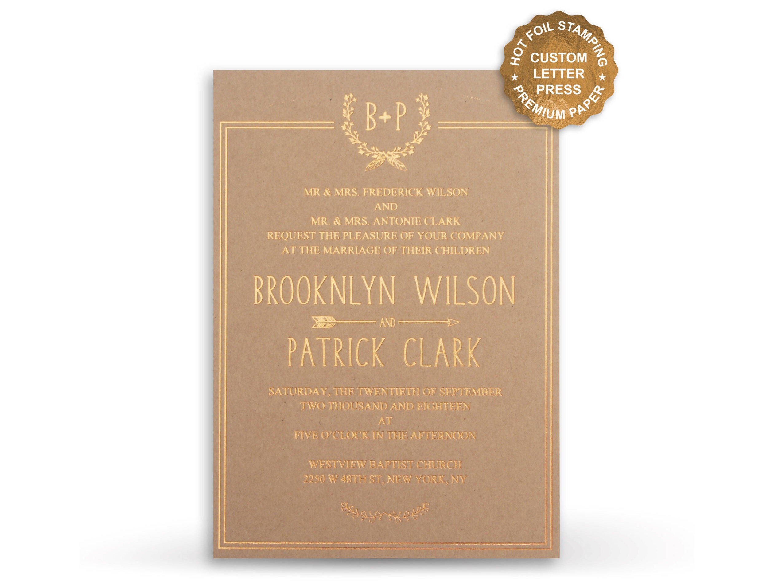 Rustic Wedding Invitations Suite Hot Foil Letterpress Invite Kraft Paper RSVP Menu Enclosure Rustic Wedding Invitations Suite Hot Foil Letterpress Invite Kraft Paper RSVP Menu Enclosure
