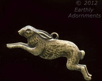 Oxidized brass bunny charm. 10x25mm, Pkg of 2. b9-0462(e)