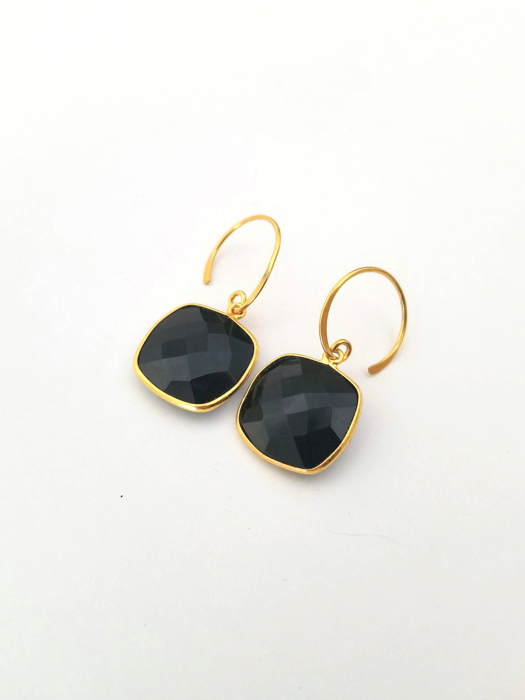 square onyx earrings