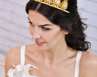 Gold crown Bridal tiara Wedding crown Crystal crown Wedding headband Bridal headpiece Crystal tiara Bridal crown Wedding tiara gold Diadem