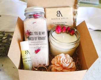 Will you be my maid of honor gift box Maid of Honor Spa Gift Basket maid of honor proposal spa gift set maid of honor gifts idea spa gift