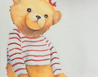 Teddy bear painting | Etsy