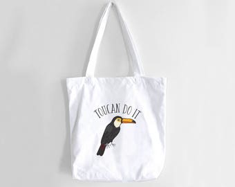 Bird Tote Bag, Cute tote Bag, Toucan Pun, Funny Tote Bag, Tote Bag, Pun, Beach Bag, Beach Tote, Canvas Tote, Grocery Bag, Toucan Do it