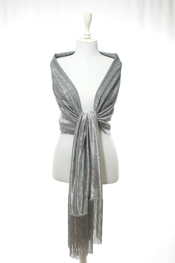 silver formal shawl