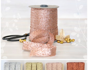 Metallic Braided Ribbon - 5/8 Inch - Rose Gold Ribbon, Wedding Ribbons, DIY Metallic Weddings -Metallic Trims - Rose Gold Metallic Ribbon