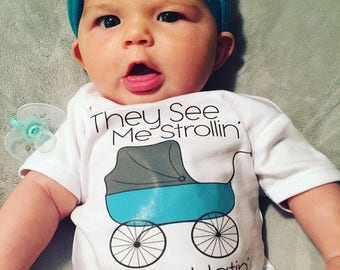 Stroller Onesie® Funny Baby Boy Baby Girl Outfit Cute Newborn Sets Funny Baby Shirt Gender Neutral Baby Shower Gift / They See Me Strollin'