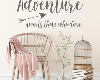 Wall Decal, Adventure awaits those who dare, Wanderlust Decal, Adventure Stickers, Wall Stickers, Wanderlust, Wall Decals, Adventure
