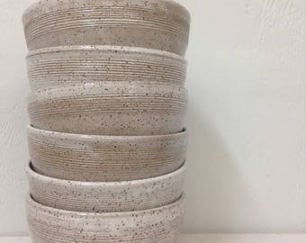 Handmade Pottery White Cereal or Soup Bowl