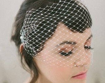 Birdcage Bandeau-style Wedding Veil in French netting