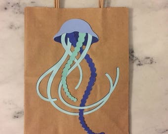 Blue Squid Kraft Paper Gift Bag