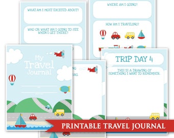 Kids Travel Journal- Printable Digital PDF Road Trip Daily Memory Book Keepsake Journaling Car Trip Cruise Train Plane USA Cross Country