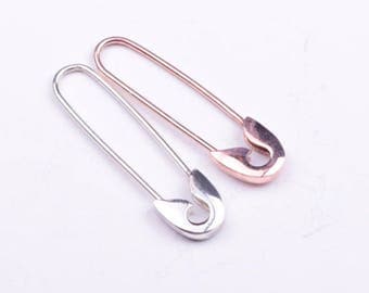 Safety Pin Earrings / Punk Jewelry / 925 Sterling Silver/Pair