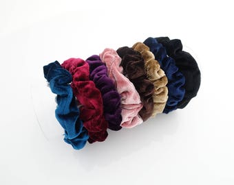 A Set of 8 Solid Color Thin Velvet Scrunchies Hair Elastic Fall Winter Women Hair Accessories Free Shipping