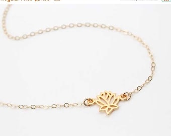 ON SALE Lotus Necklace / Gold Lotus Flower Necklace / Sterling Silver Lotus Necklace / Gifts for yogis / Yoga Jewelry / Zen Necklace / Boho