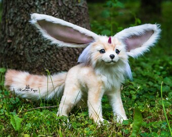 CUSTOM ORDER!Handmade Poseable toy Carbuncle .Fox plush .Stuffed fox.Fox toy.Fox Soft Sculpture.Stuffed toy.Plush toy. Final Fantasy